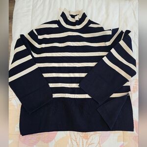 NEW H&M Navy and Cream Striped Turtleneck Sweater